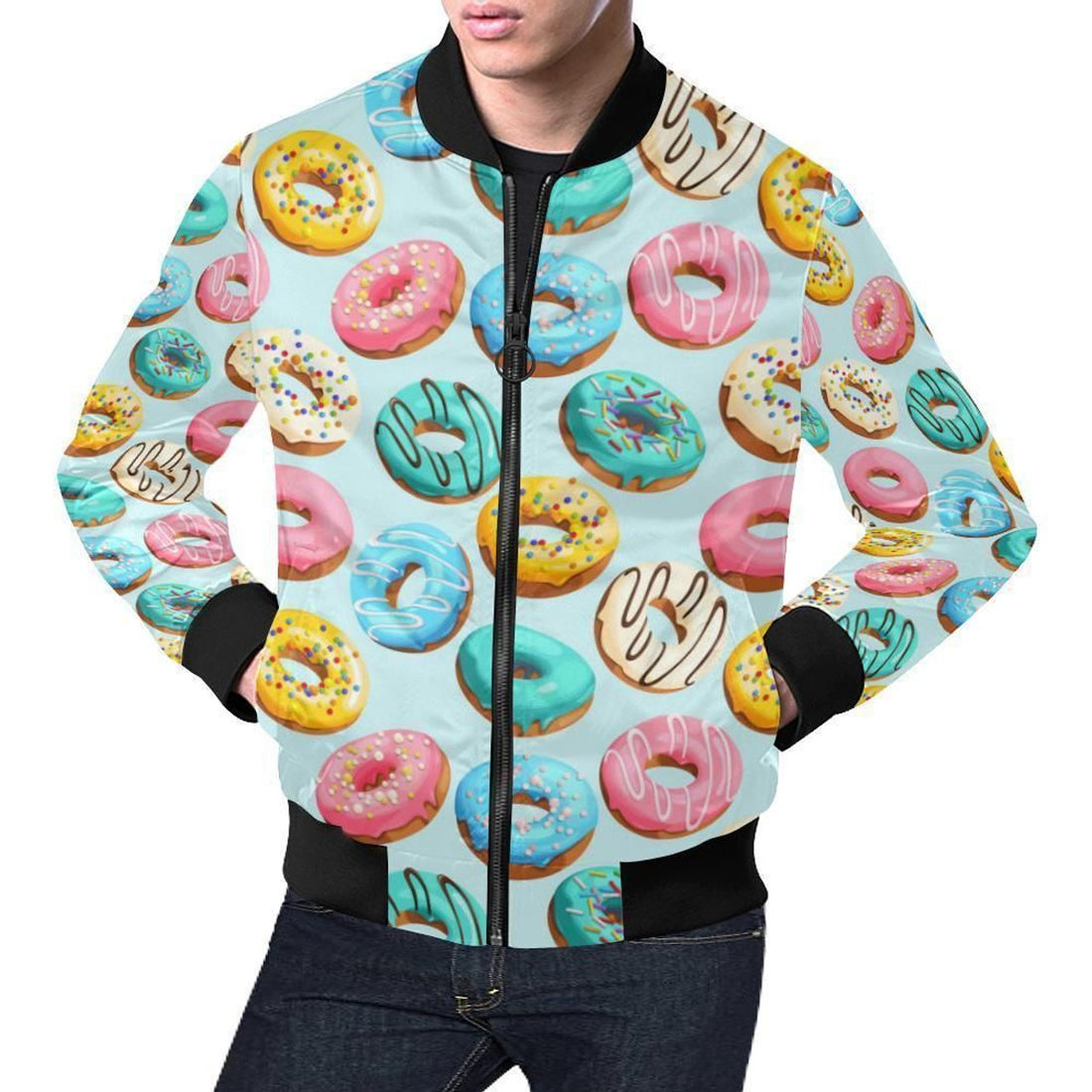 FUNSTUFFPRINT Pattern Print Colorful Donut Mens 3D Bomber Jacket