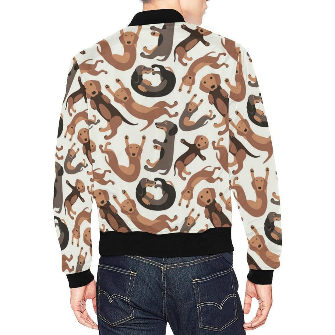 FUNSTUFFPRINT Pattern Print Dachshund Wiener Dog Mens 3D Bomber Jacket