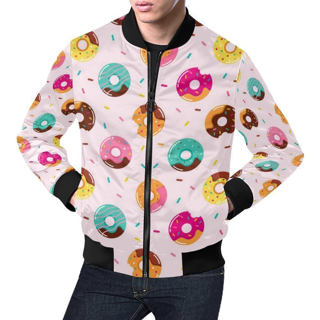 FUNSTUFFPRINT Pattern Print Donut Mens 3D Bomber Jacket