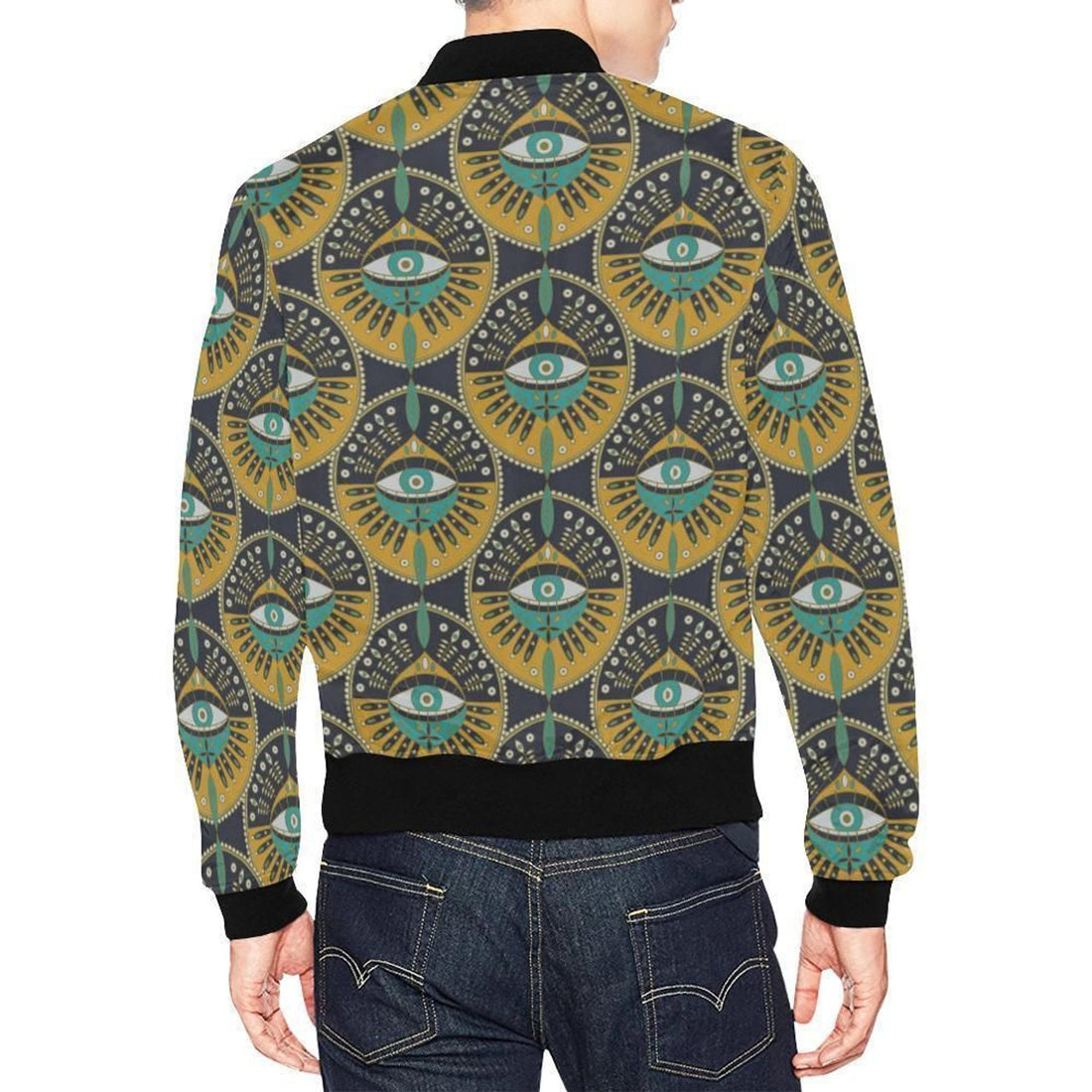 FUNSTUFFPRINT Pattern Print Evil Eye Mens 3D Bomber Jacket