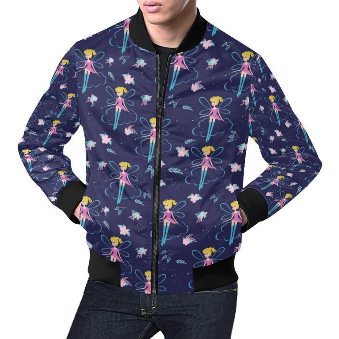 FUNSTUFFPRINT Pattern Print Fairy Mens 3D Bomber Jacket