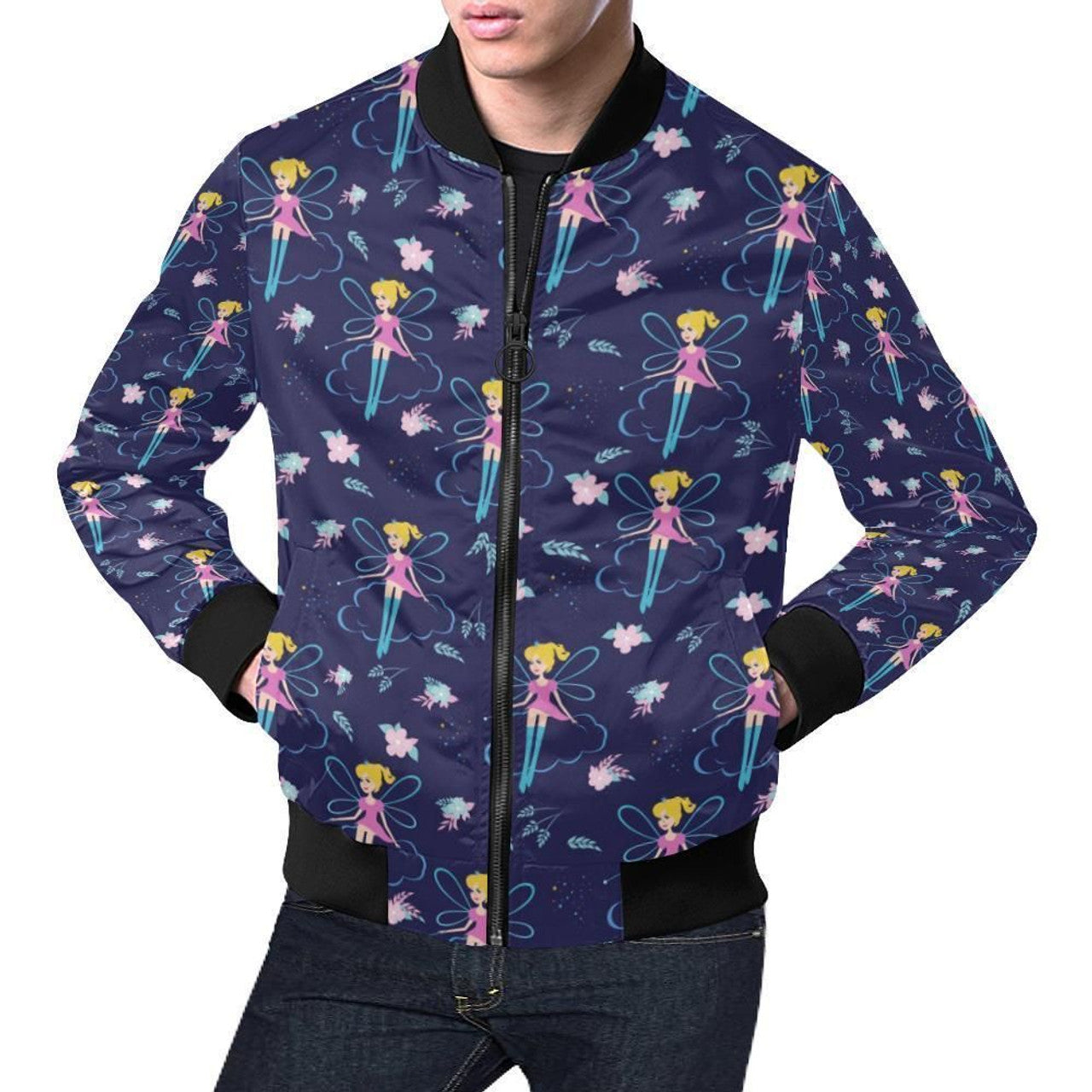 FUNSTUFFPRINT Pattern Print Fairy Mens 3D Bomber Jacket