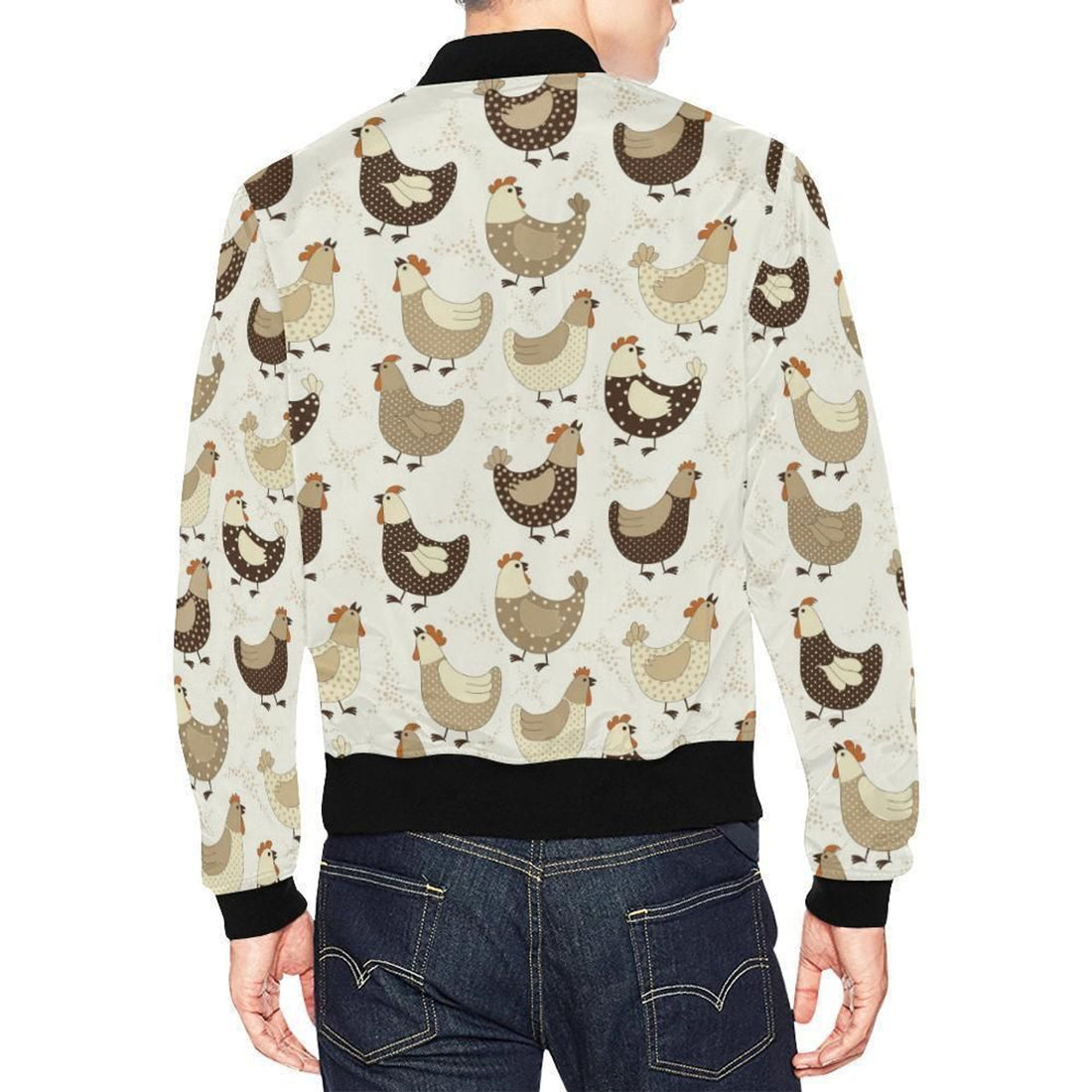 FUNSTUFFPRINT Pattern Print Farm Chicken Hen Mens 3D Bomber Jacket