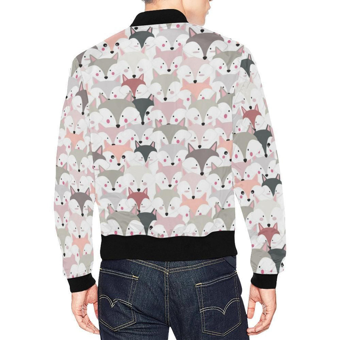 FUNSTUFFPRINT Pattern Print Fox Mens 3D Bomber Jacket