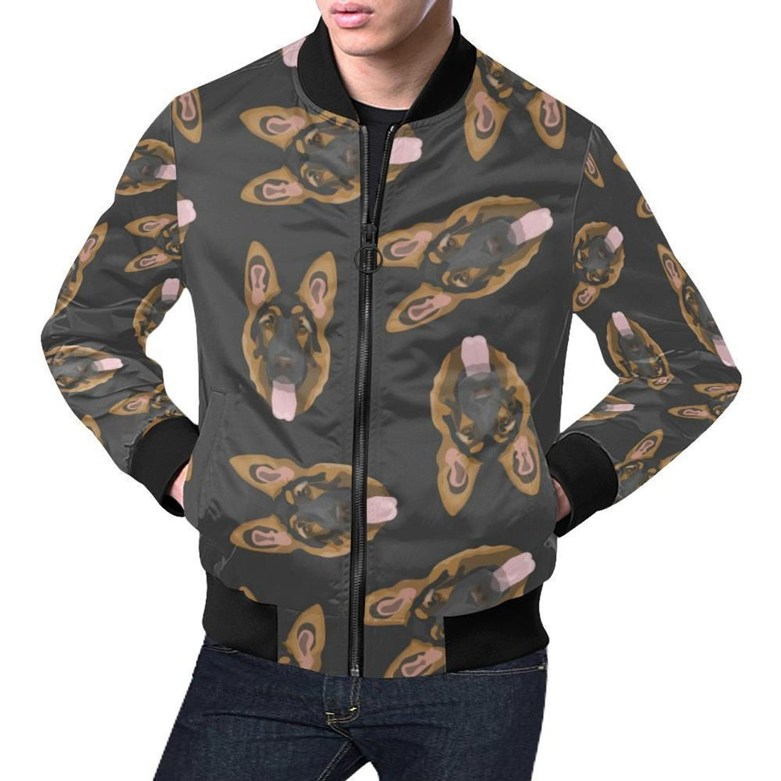 FUNSTUFFPRINT Pattern Print German Shepherd Mens 3D Bomber Jacket