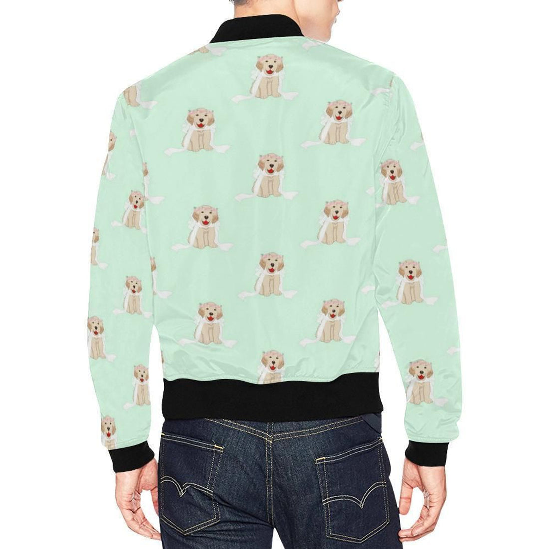 FUNSTUFFPRINT Pattern Print Golden Retriever Mens 3D Bomber Jacket