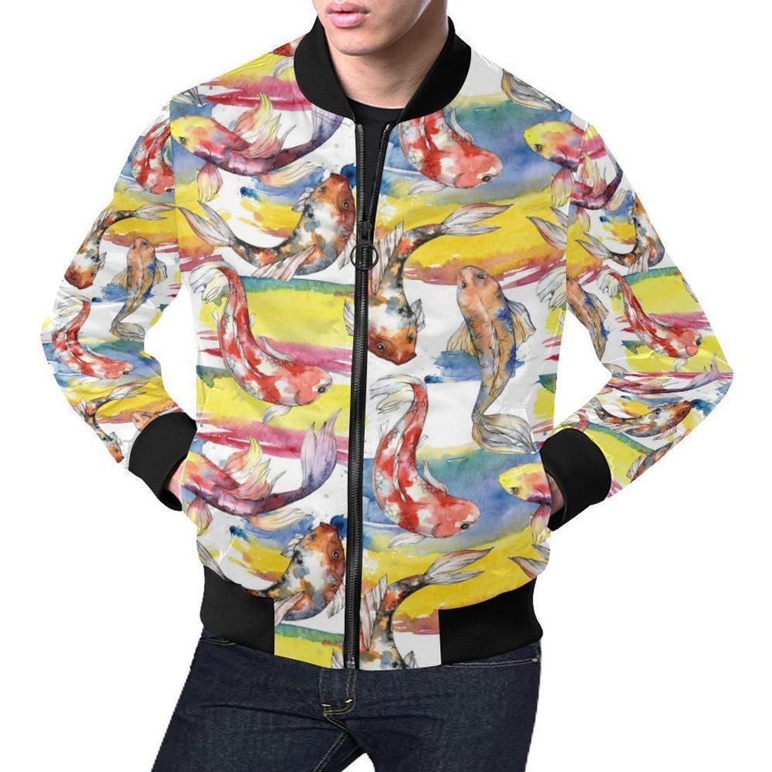 FUNSTUFFPRINT Pattern Print Goldfish Mens 3D Bomber Jacket