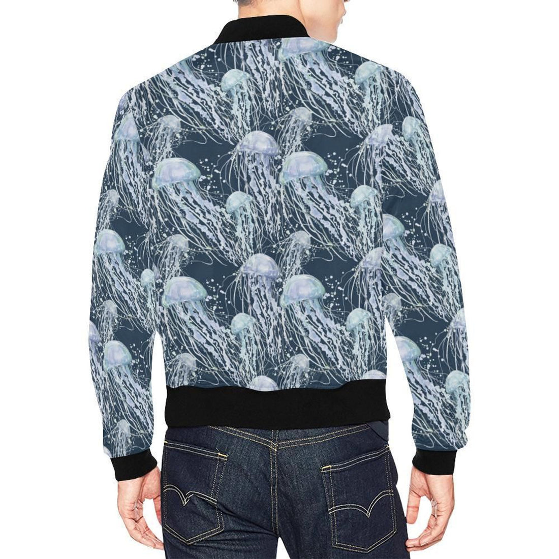 FUNSTUFFPRINT Pattern Print Jellyfish Mens 3D Bomber Jacket