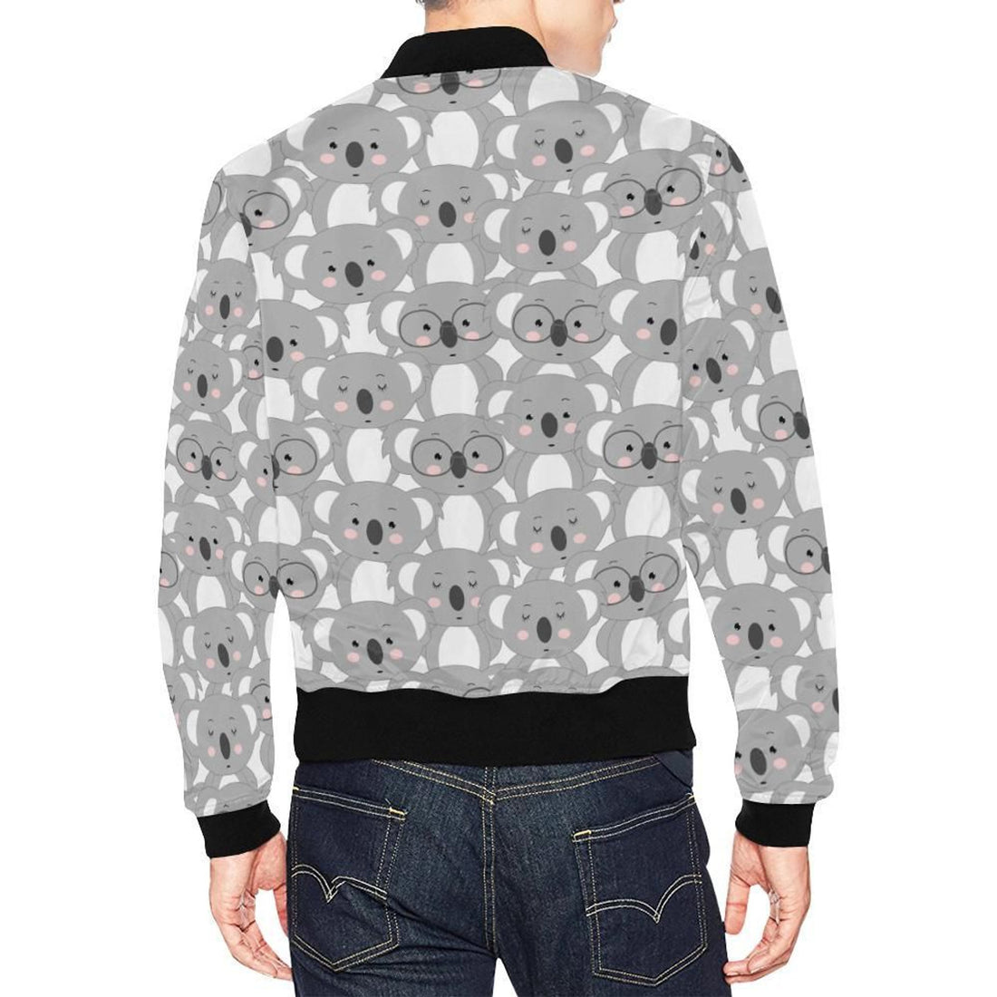 FUNSTUFFPRINT Pattern Print Koala Mens 3D Bomber Jacket
