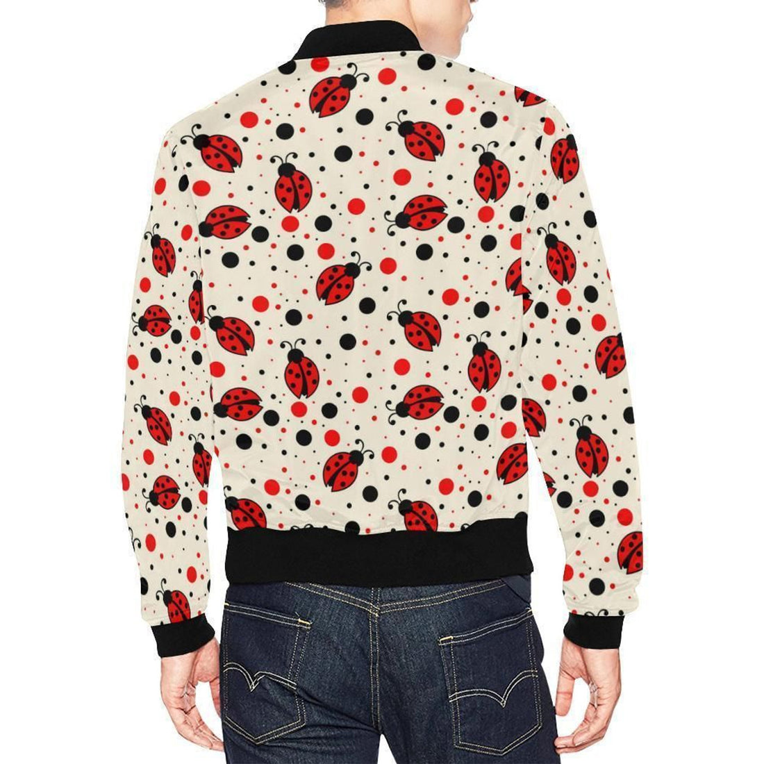 FUNSTUFFPRINT Pattern Print Ladybug Mens 3D Bomber Jacket