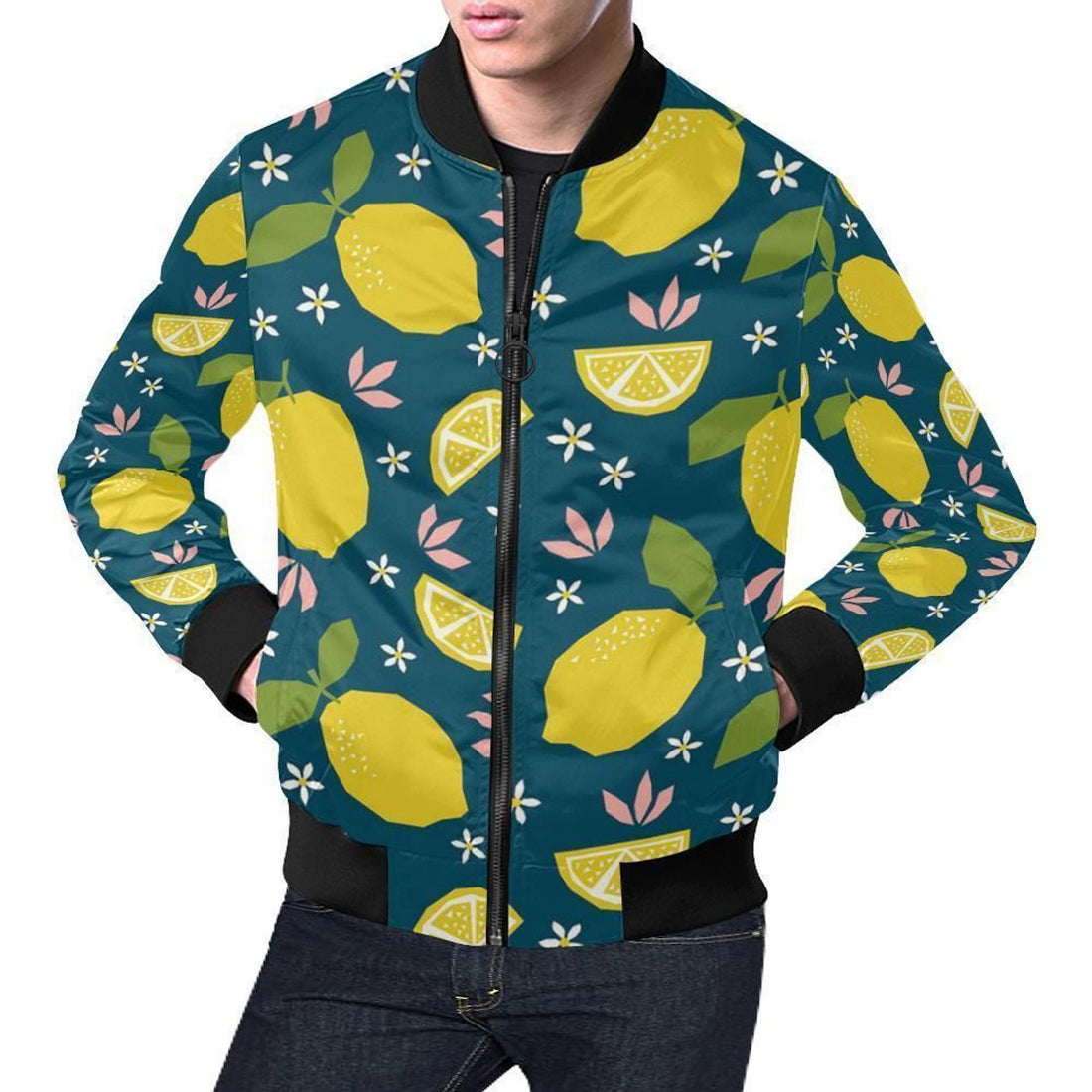 FUNSTUFFPRINT Pattern Print Lemon Mens 3D Bomber Jacket