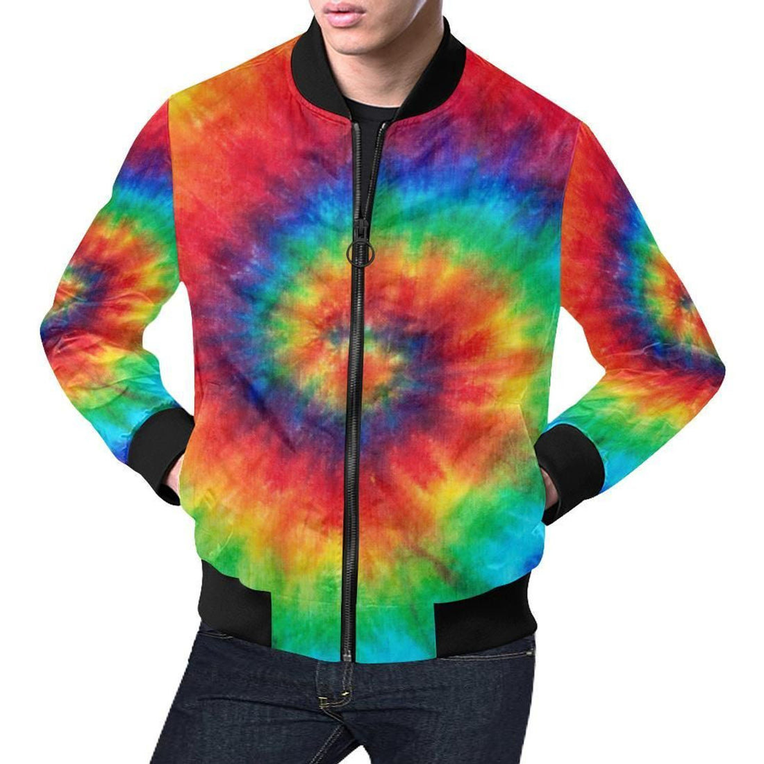 FUNSTUFFPRINT Pattern Print Tie Dye Mens 3D Bomber Jacket