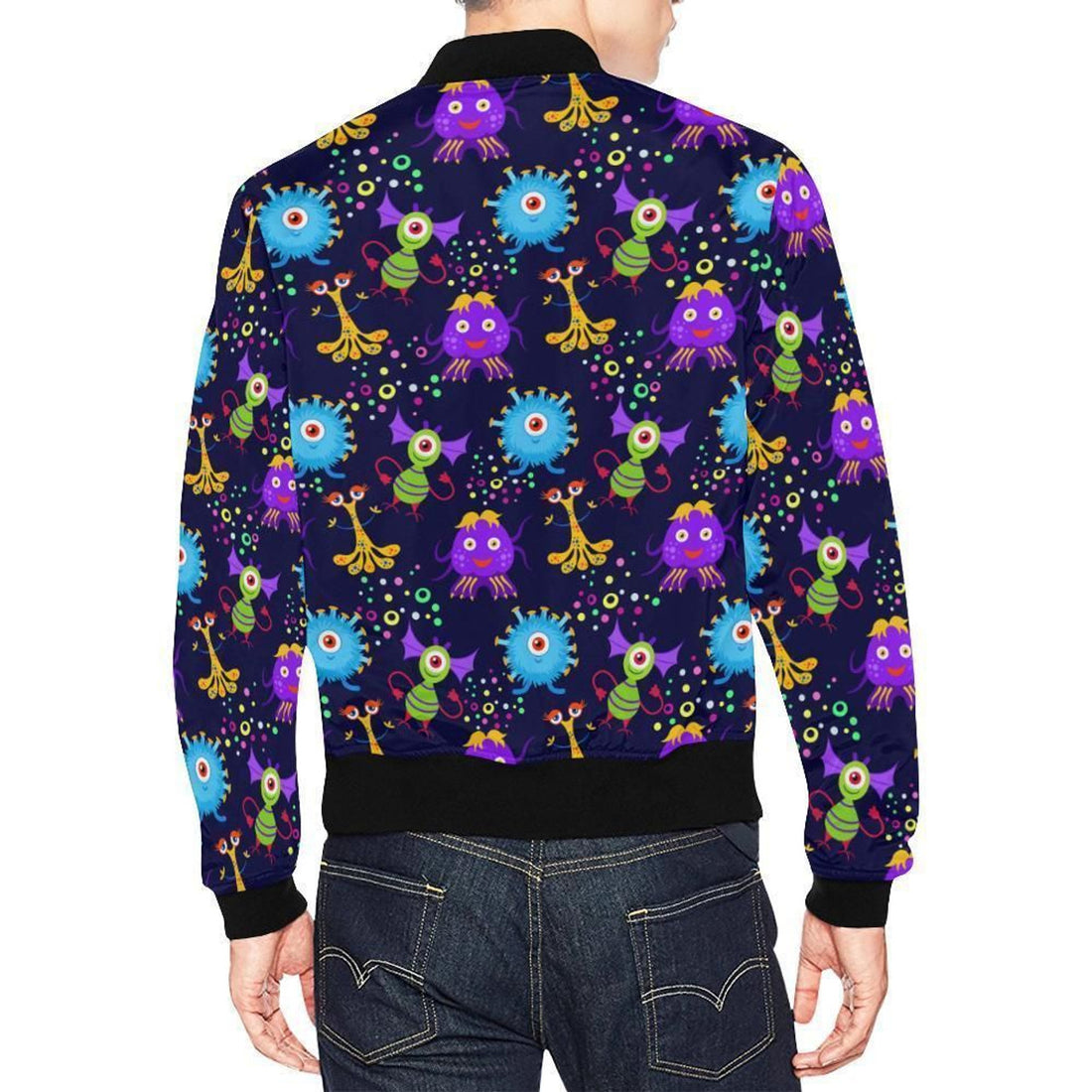 FUNSTUFFPRINT Pattern Print Ufo Alien Mens 3D Bomber Jacket