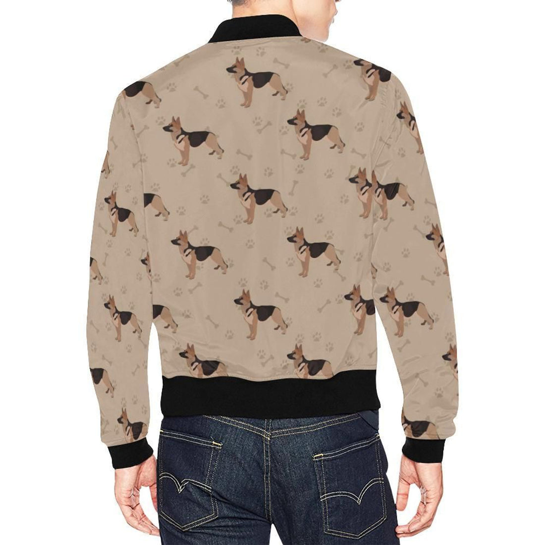 FUNSTUFFPRINT Paw German Shepherd Pattern Print Mens 3D Bomber Jacket