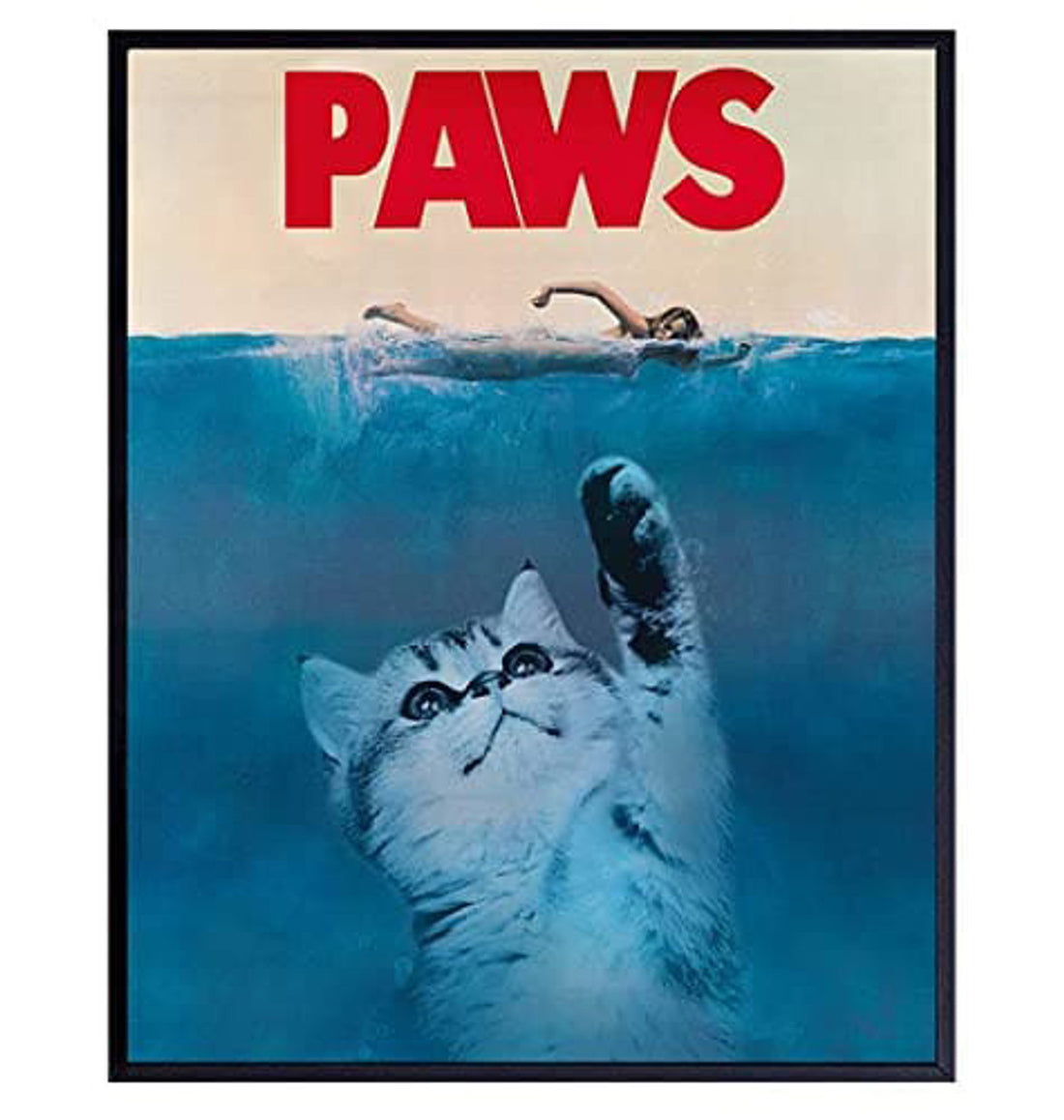 Paws Poster, Cat Lover, Jaws Movies Poster and Canvas