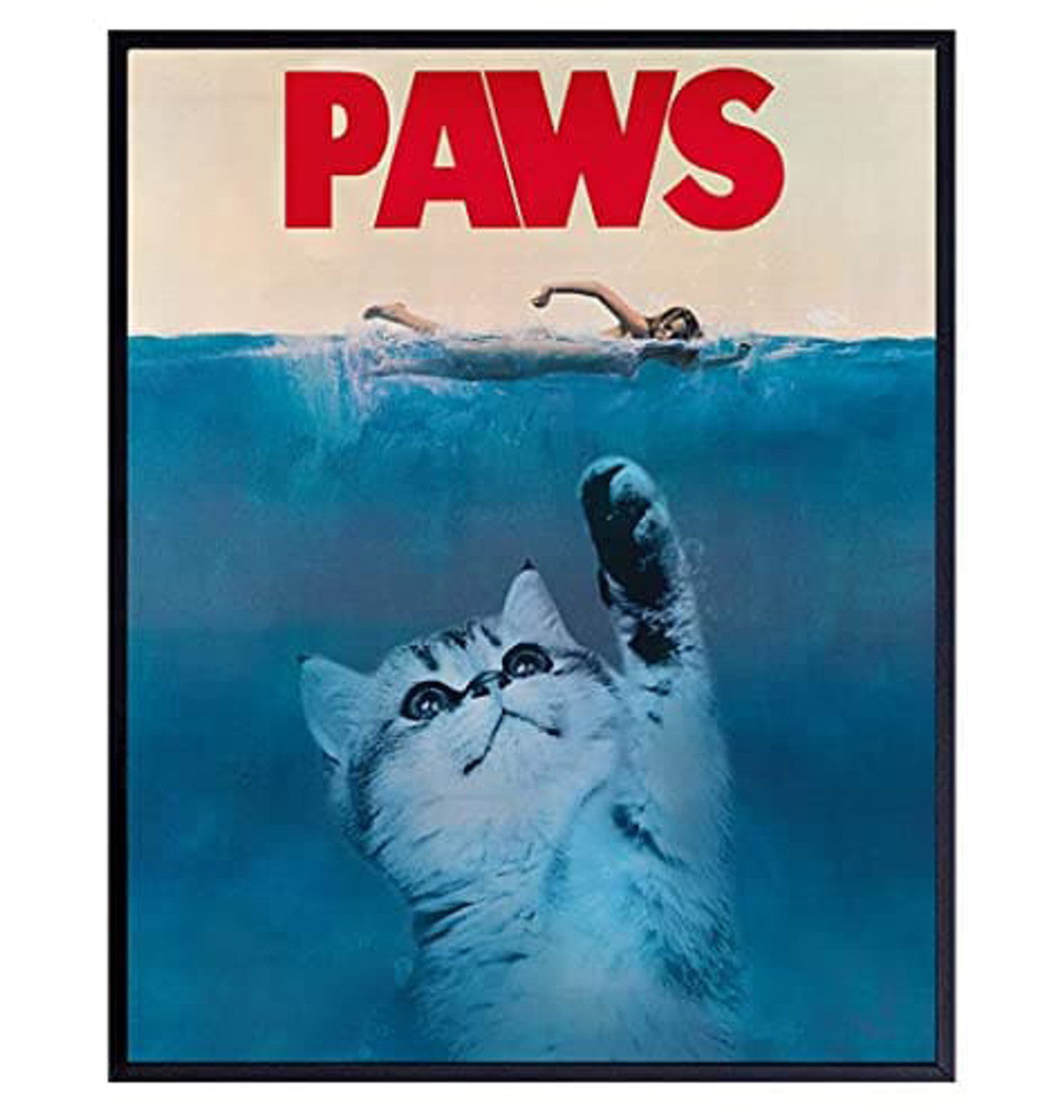 Paws Poster, Cat Lover, Jaws Movies Poster and Canvas