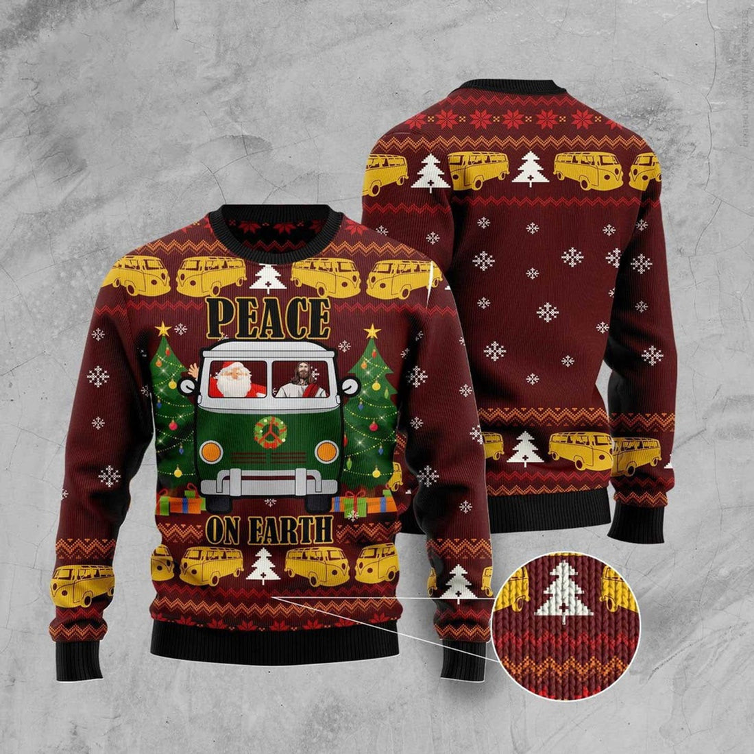 FUNSTUFFPRINT Peace On Earth Ugly Christmas Sweater, Christmas Sweater, Ugly Sweater, Funny Xmas Sweaters Ugly Sweater