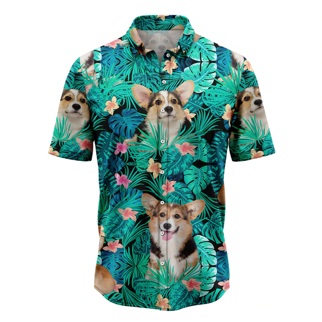 Pembroke Welsh Corgi Tropical Hawaiian Shirt, Summer gift, Hawaiian Shirts for Men, Aloha Beach Shirt