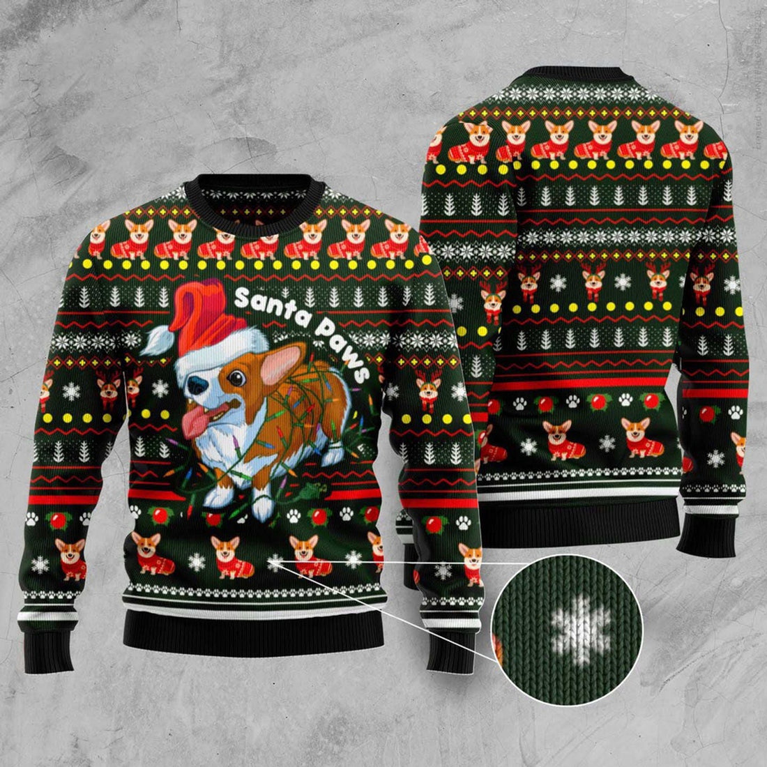 FUNSTUFFPRINT Pembroke Welsh Corgi Paws Ugly Christmas Sweater, Dog Ugly Christmas Sweater, Ugly Dog Sweaters Ugly  Sweater