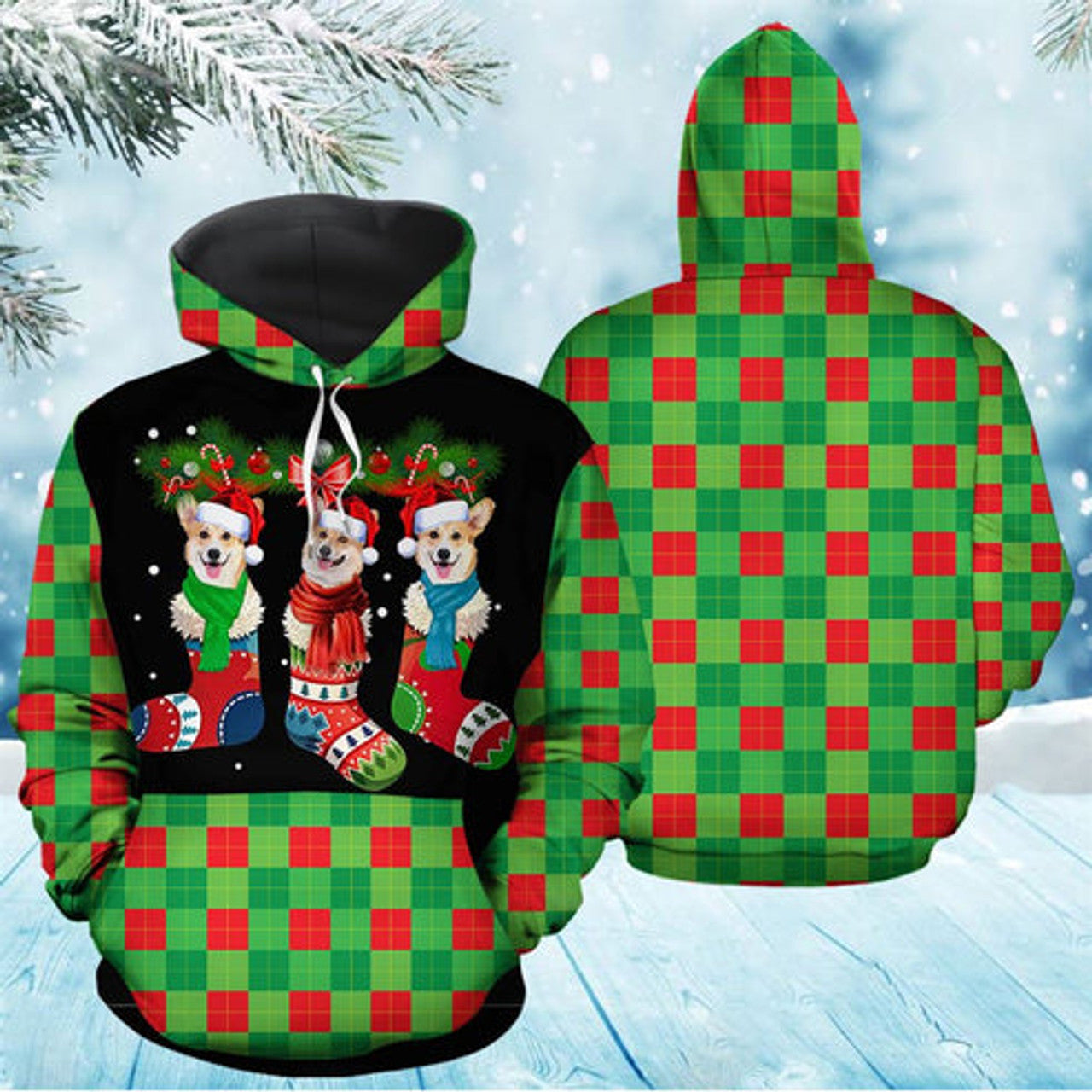 FUNSTUFFPRINT 3D Pembroke Welsh Corgi Socks All Over 3D Hoodie and Zip Hoodie