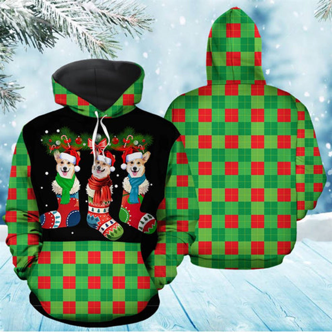 FUNSTUFFPRINT 3D Pembroke Welsh Corgi Socks All Over 3D Hoodie and Zip Hoodie