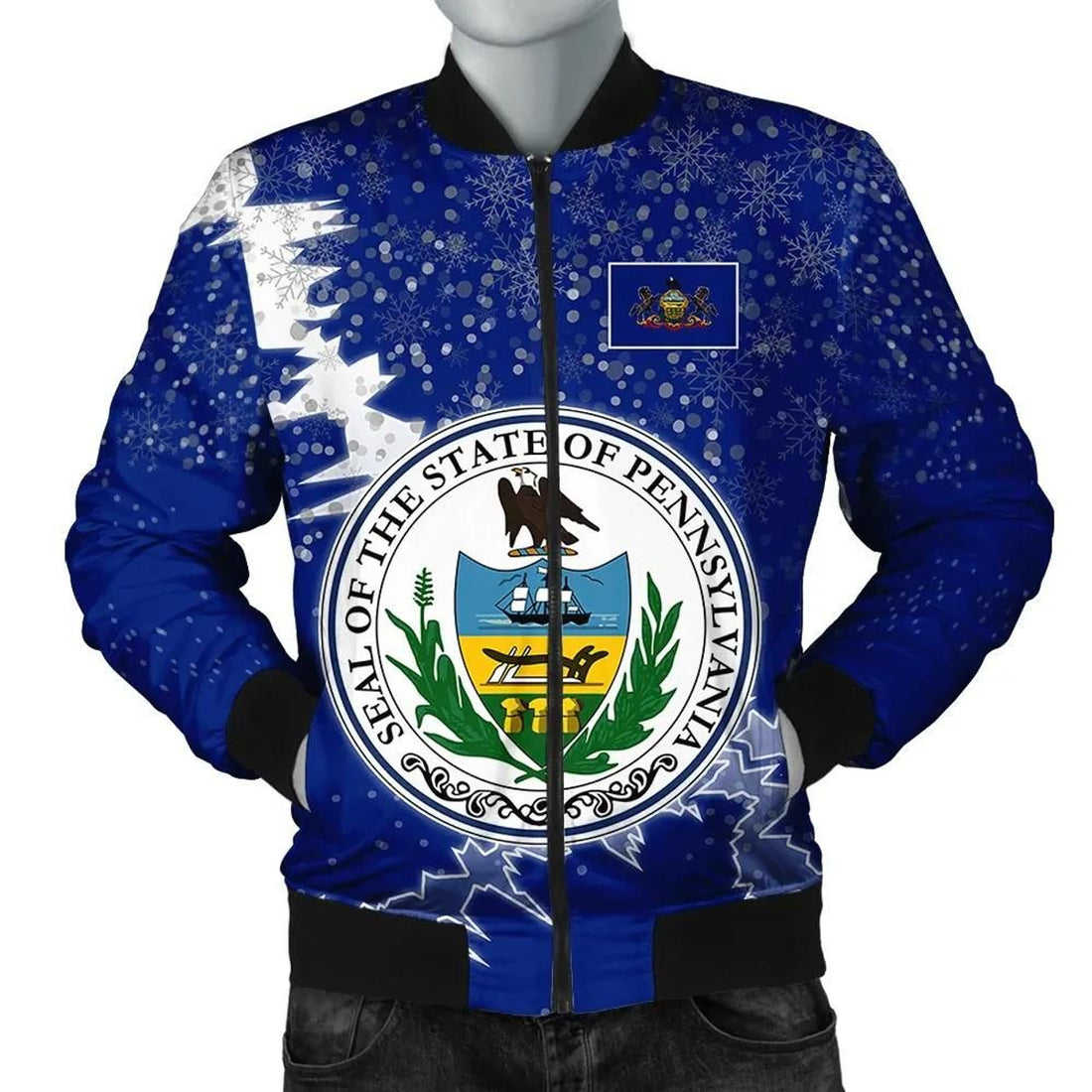 FUNSTUFFPRINT Pennsylvania Christmas Coat Of Arms Men Bomber Jacket Style 3D Bomber Jacket