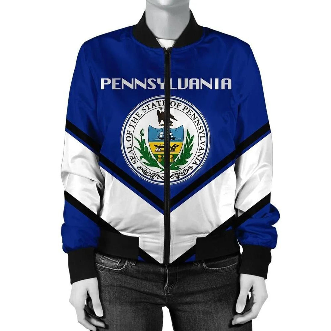 FUNSTUFFPRINT Pennsylvania Coat Of Arms Women Bomber Jacket Lucian Style 3D Bomber Jacket