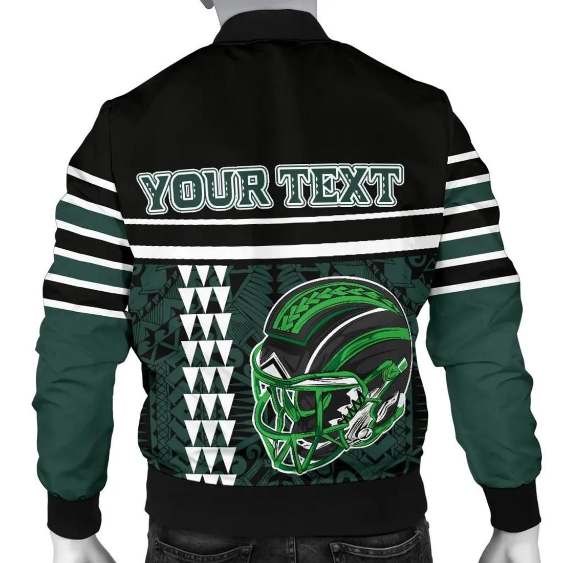 FUNSTUFFPRINT Personalised - Hawaii Kakau Polynesian Warrior Football bMen's Bomber Jacket - Rainbow Style 3D Bomber Jacket