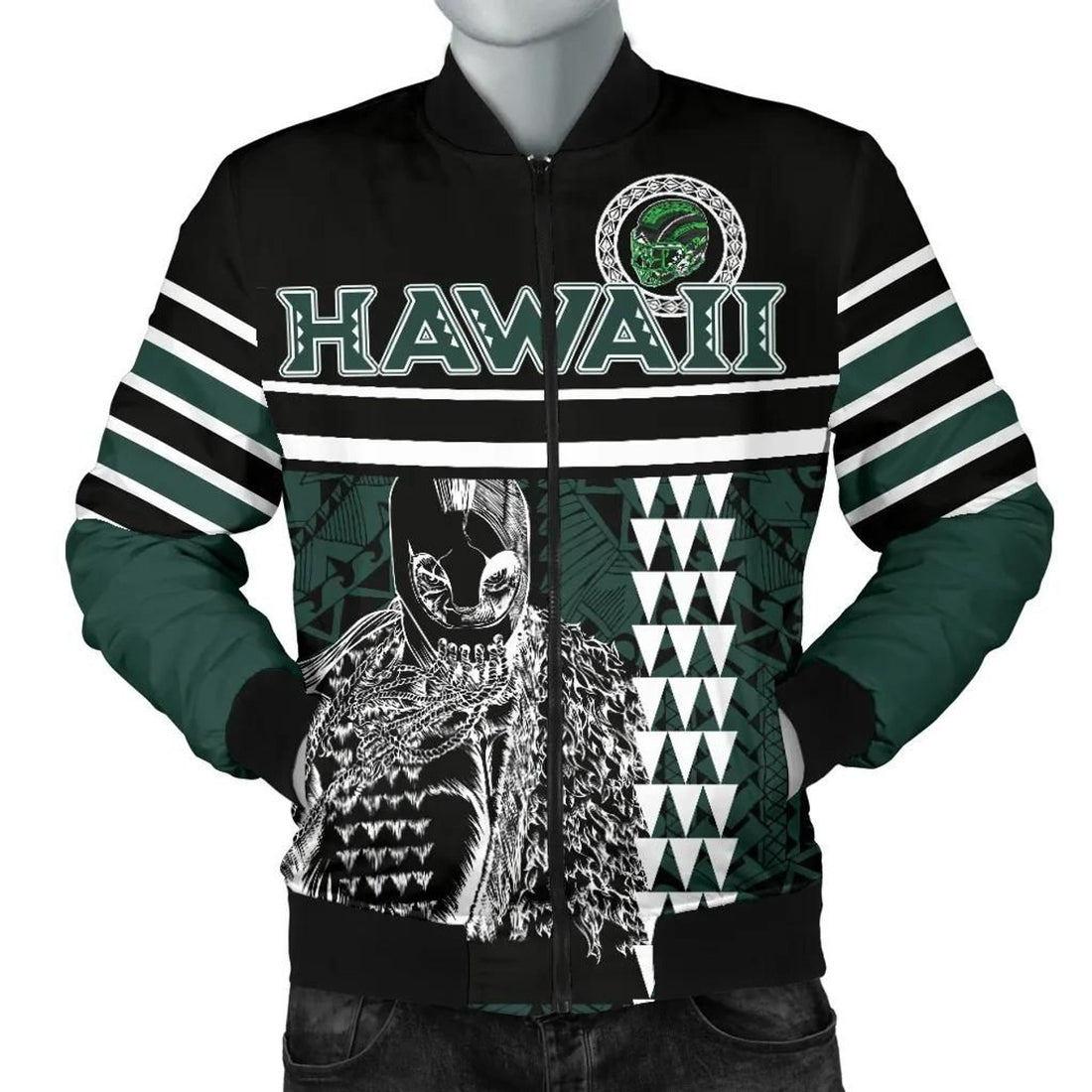 FUNSTUFFPRINT Personalised - Hawaii Kakau Polynesian Warrior Football bMen's Bomber Jacket - Rainbow Style 3D Bomber Jacket