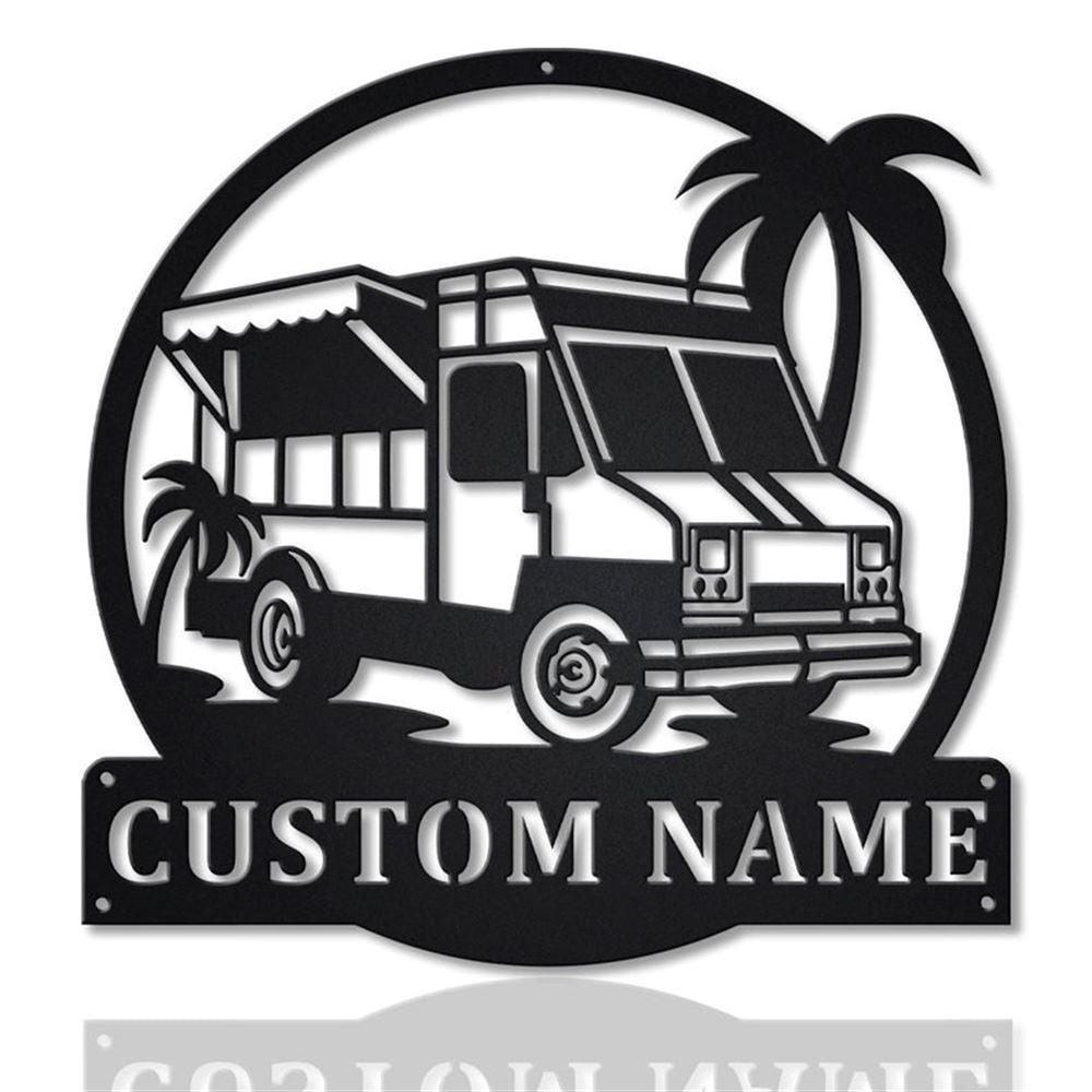 Personalization Food Truck Metal Sign, Led Lights Food Truck Metal Sign, Metal Wall Decor, Wall Hanging Art, Home Decor Sign