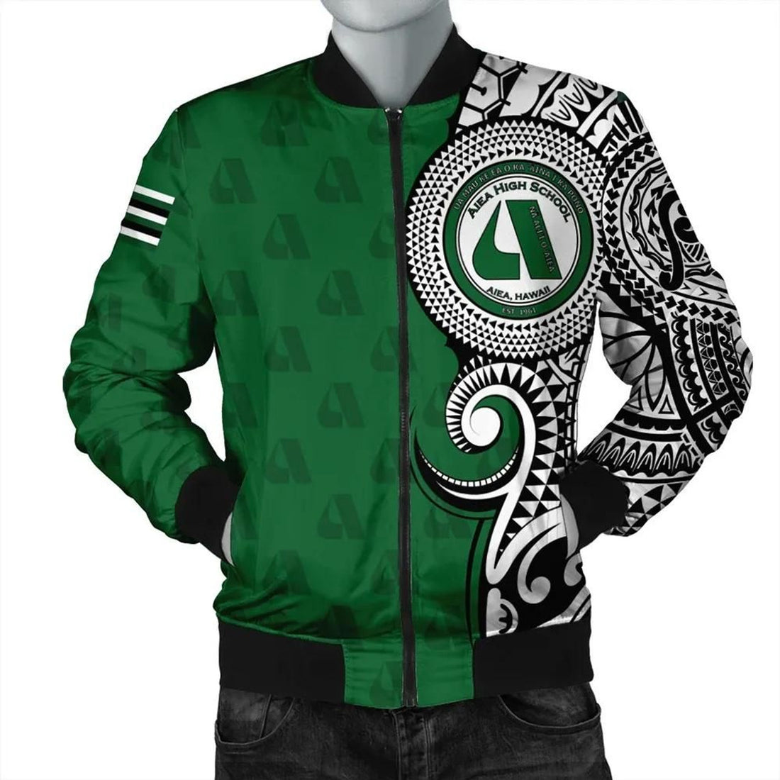 FUNSTUFFPRINT Personalized Aiea High Tribal Kakau 3D Bomber Jacket