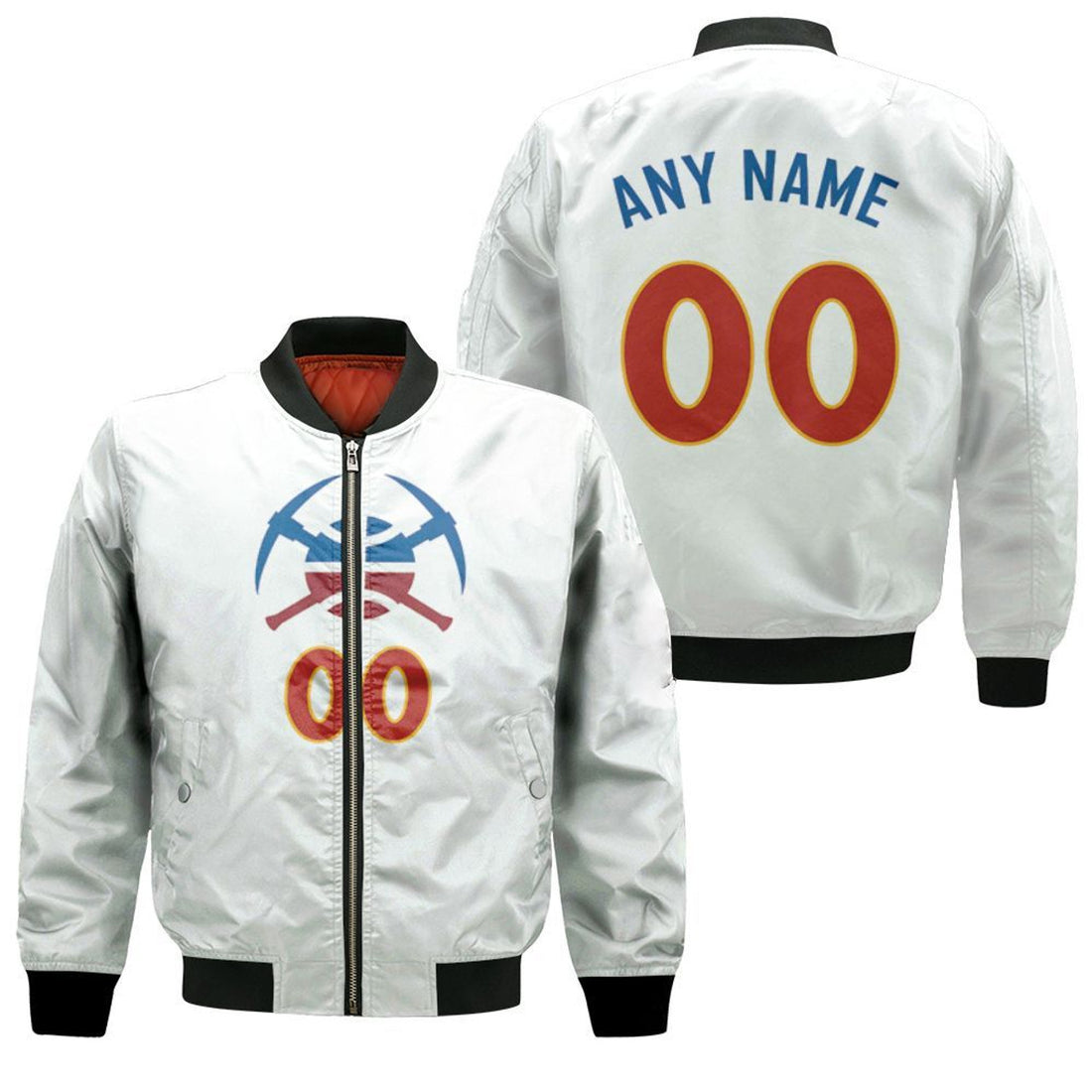 FUNSTUFFPRINT Personalized Any Name 00 Devner Nuggets 2020-21 Earned Edition White Jersey Inspired Styel 3D Bomber Jacket