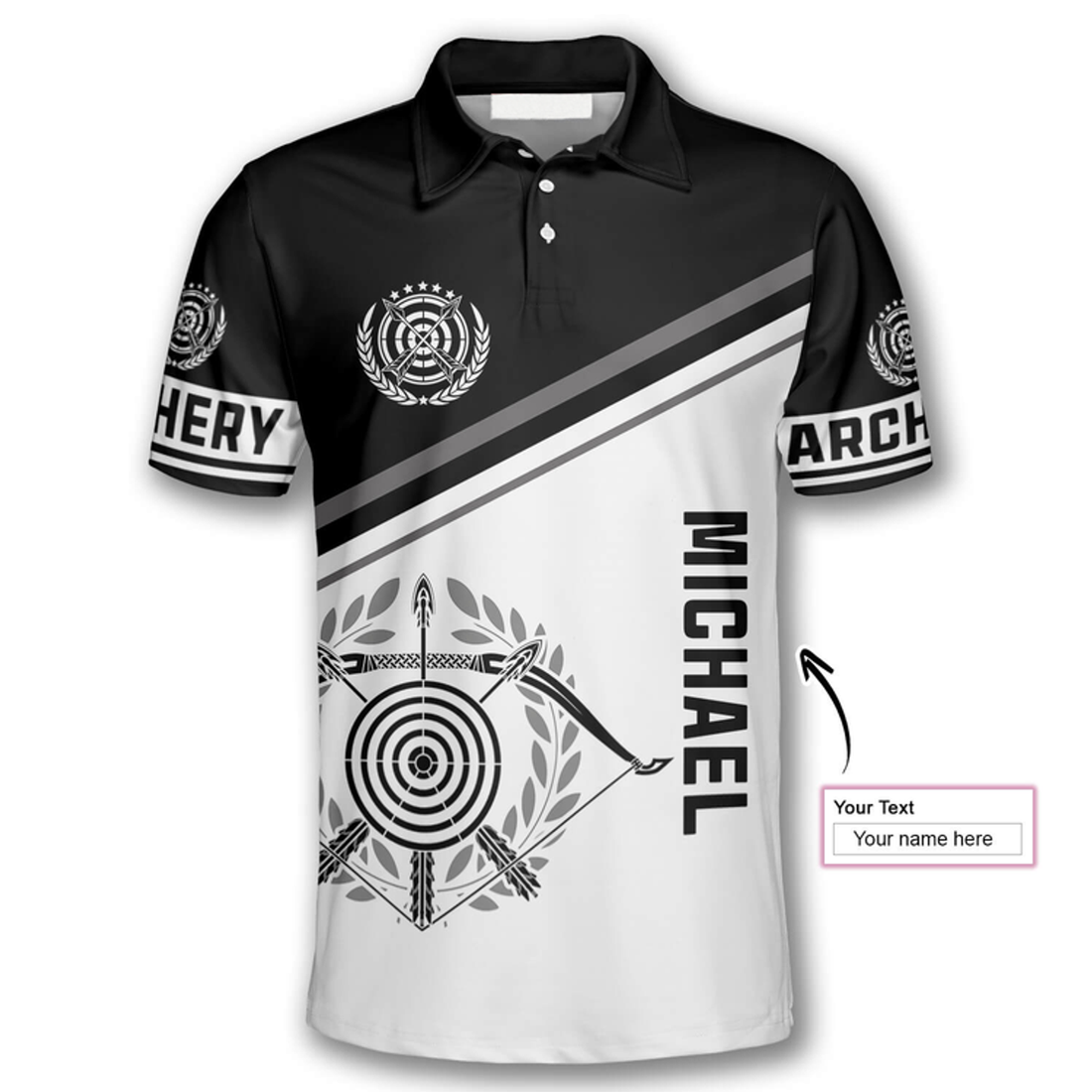Custom Archery Emblem Black White Version Custom Archery Shirts For Men, Best Gift For Archery Lover