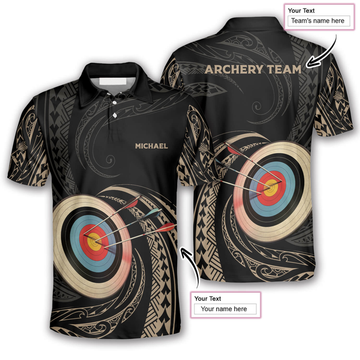 Custom 3D All Over Print Archery Golden Tribal Custom Archery Shirts For Men, Archery Team Uniform