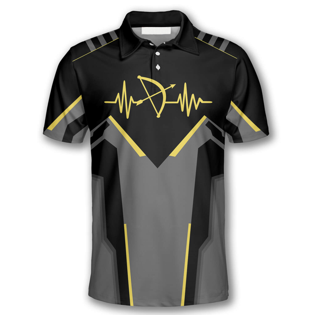Custom Archery Heart Pulse Line Custom Archery Shirts for Men, Gift for Team Archery, Archery Polo Shirt
