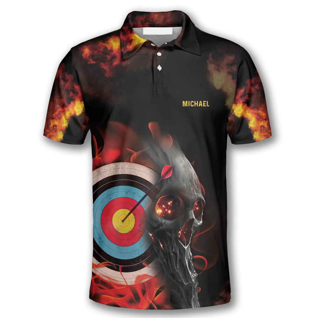 Custom On Fire Red Skull Custom Archery Shirts For Men, Personalized Archery Shirt, Idea Gift For Archer