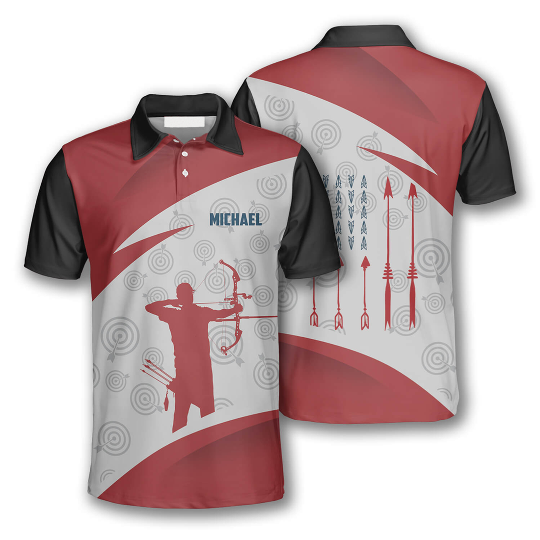 Custom Archery Red Silhouette Custom Archery Shirts For Men, 3D All Over Print Archery Shirt