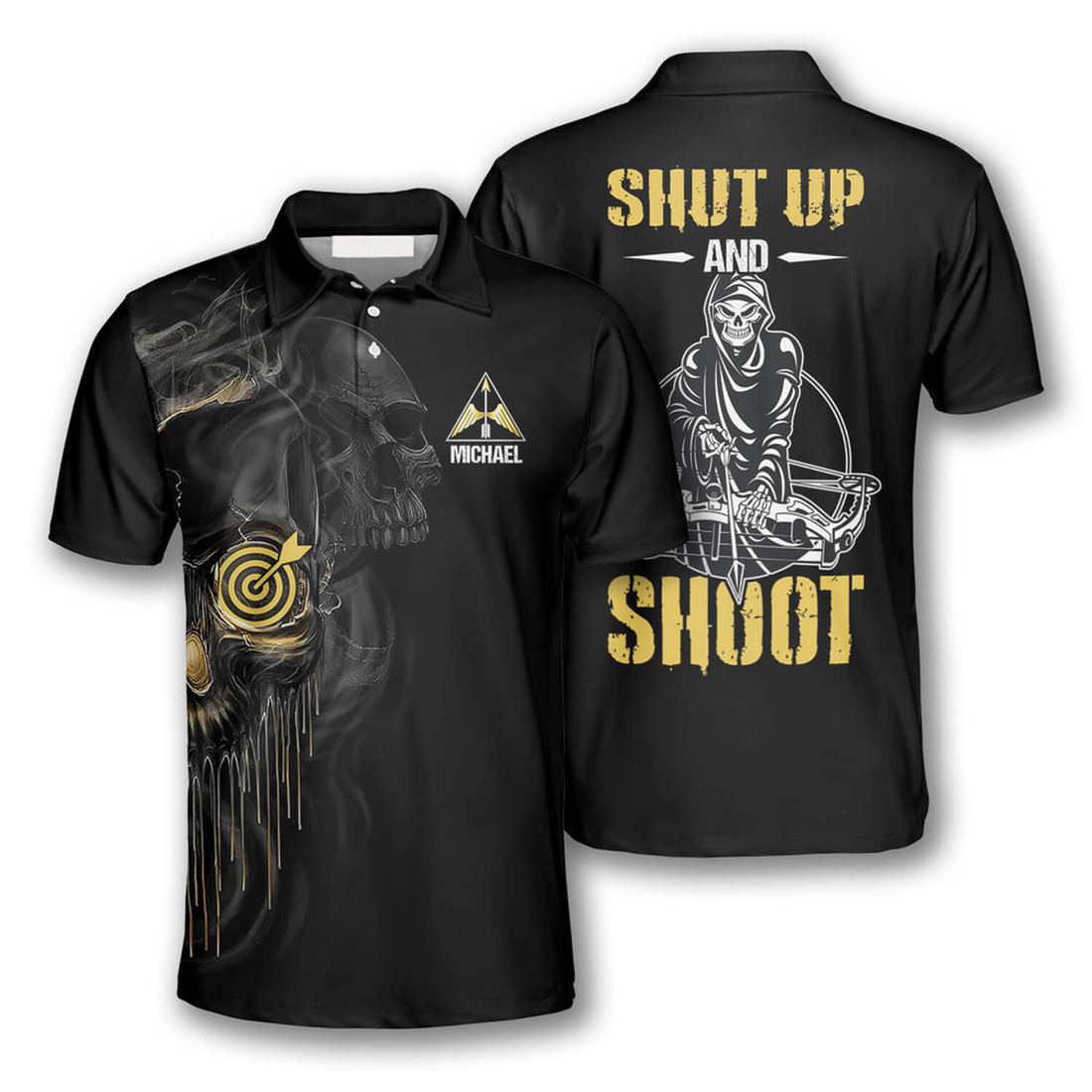 Custom Archery Skull Shut Up And Shoot Custom Archery Shirts For Men, Idea Gift For Archery Lover