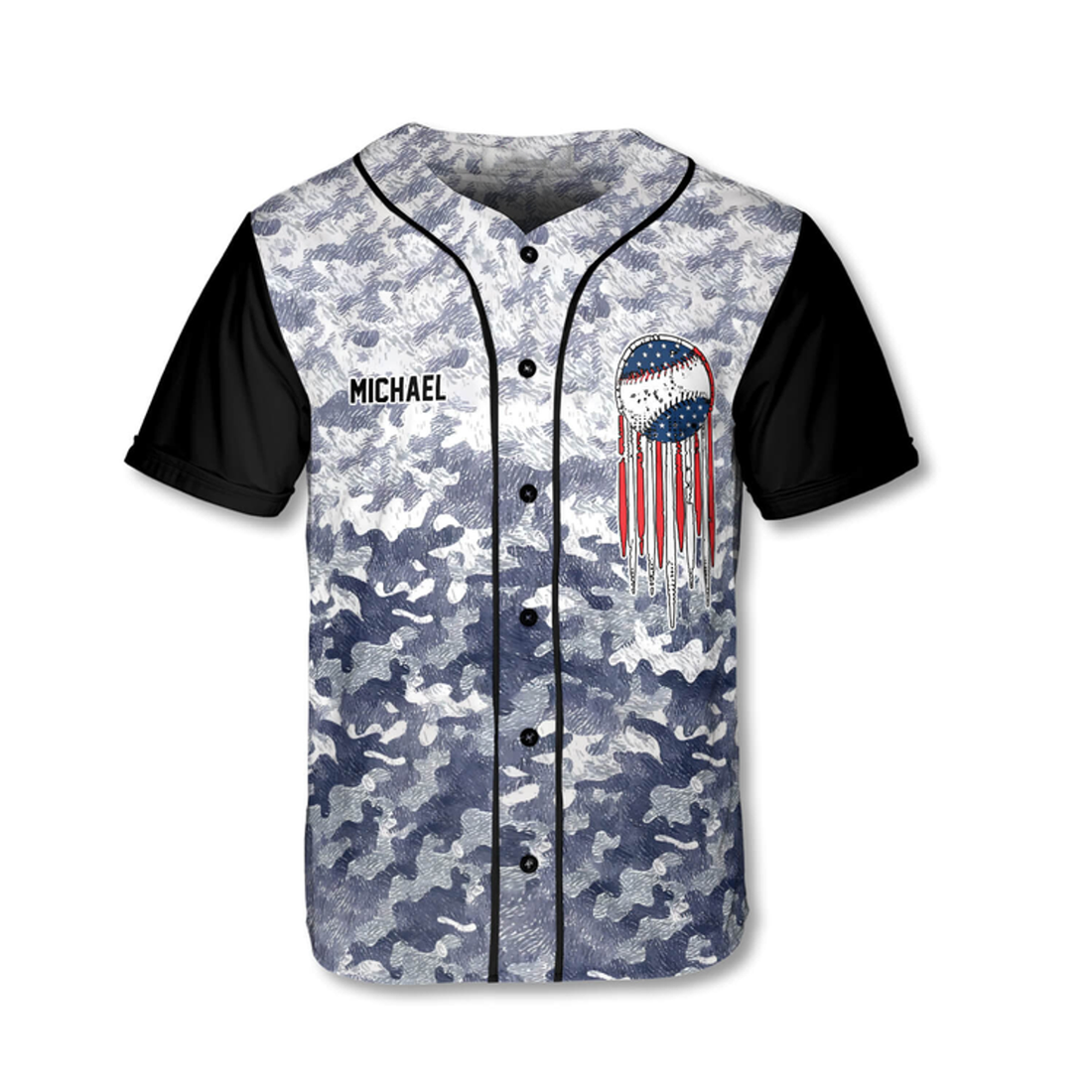 Custom American Camo Custom Baseball Jersey, Personalized Name for Baseball Team, Baseball Jersey Shirt