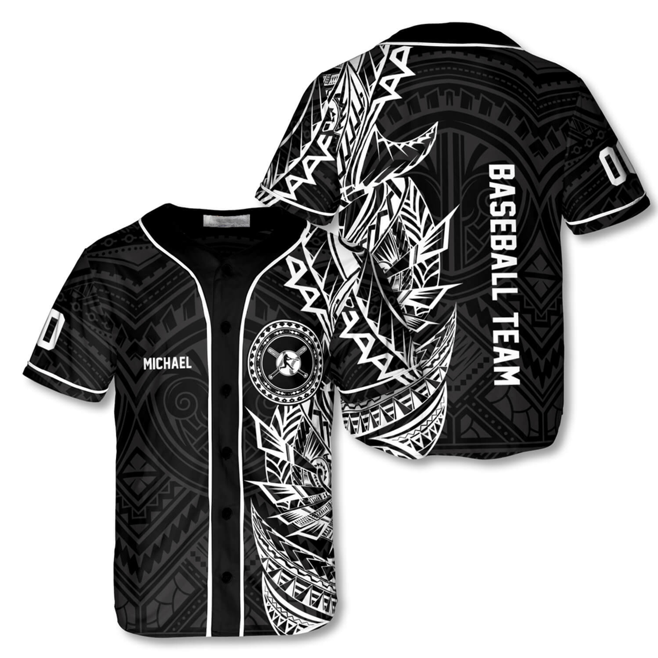 Custom Athlete BW Tribal Custom Baseball Jersey, Best Shirt for Baseball Lover, Gift for Men
