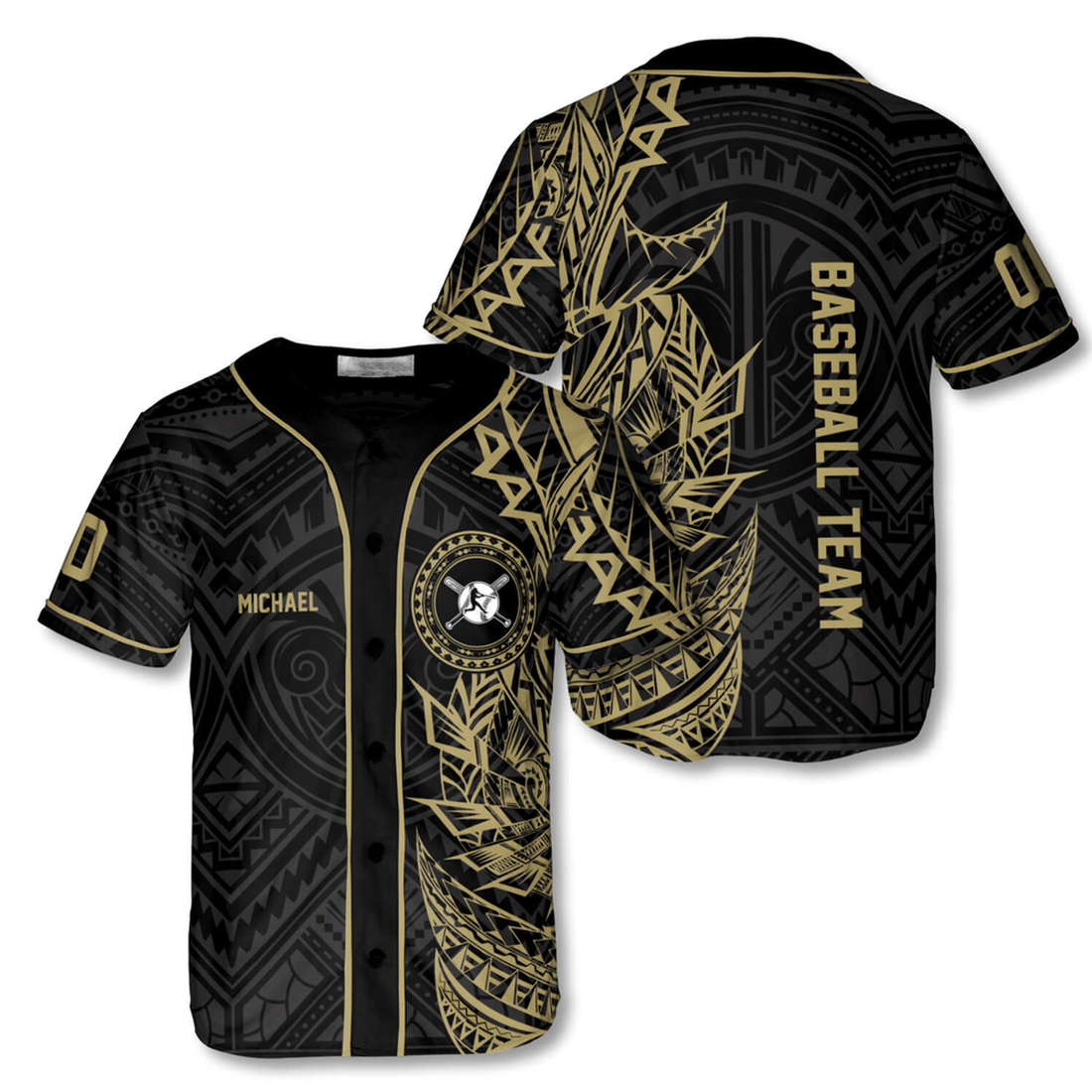 Custom Athlete Gold Tribal Custom Baseball Jersey, Customized Nam Team Baseball Shirt, Gift for Team Baseball Lover