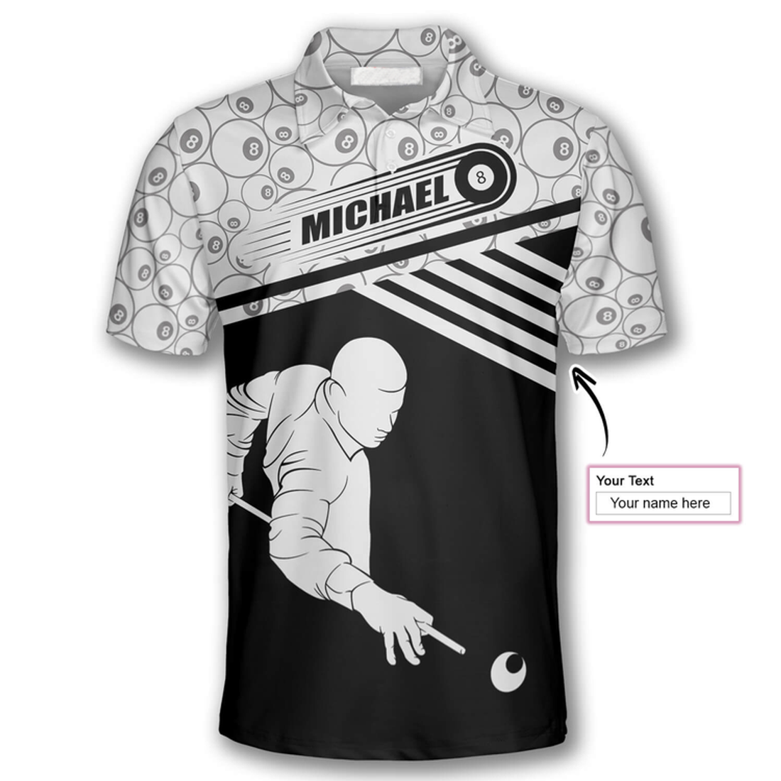 Custom Billiard Balls Pattern Silhouette Custom Billiard Shirts For Men, Best Shirt For Billiard Player