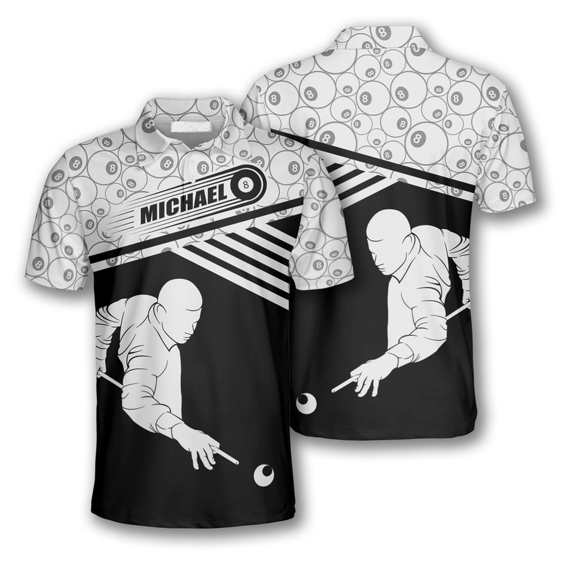 Custom Billiard Balls Pattern Silhouette Custom Billiard Shirts For Men, Best Shirt For Billiard Player
