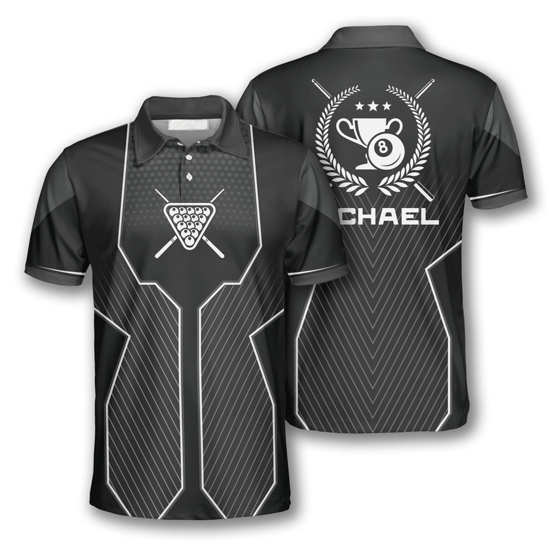 Custom Billiard Black Sport Version Emblem Custom Billiard Shirts For Men, Uniform Billiard Team Shirt