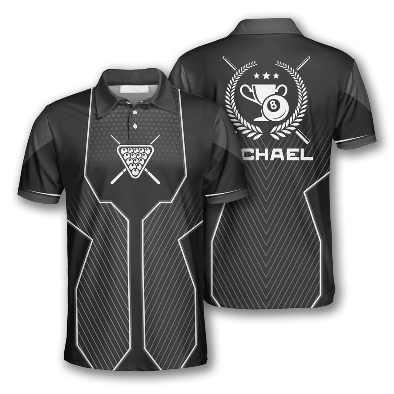 Custom Billiard Black Sport Version Emblem Custom Billiard Shirts For Men, Uniform Billiard Team Shirt