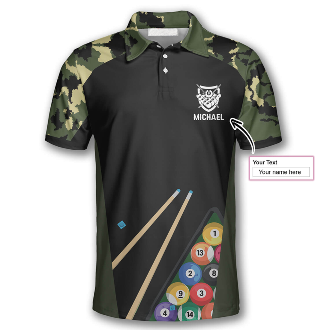 Custom Billiard Camouflage Custom Billiard Shirts For Men, Gift For Team Billiard, Billiard Lover