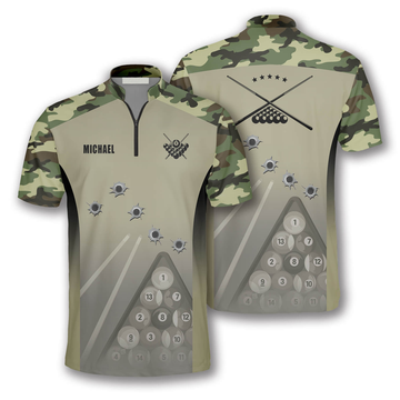 Custom Camouflage Gun Holes Custom Billiard Jerseys for Men, Idea Gift for Billiard Player, Gift for Him