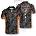 Custom 3D All Over Print Orange Grey Camouflage Custom Billiard Shirts For Men, Perfect Shirt For Billiard Player