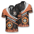 Custom Billiard Fire Flame Orange Custom Billiard Jerseys for Men, Uniform Shirt for Billiard Player