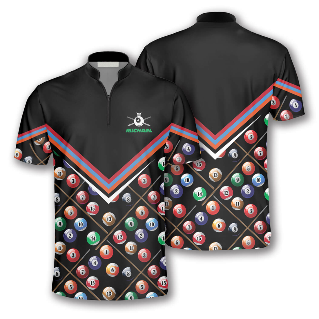 Custom Billiard Pattern In Black Custom Billiard Jerseys for Men, Personalized Name Billiard Shirt, Idea Gift for Billiard Player